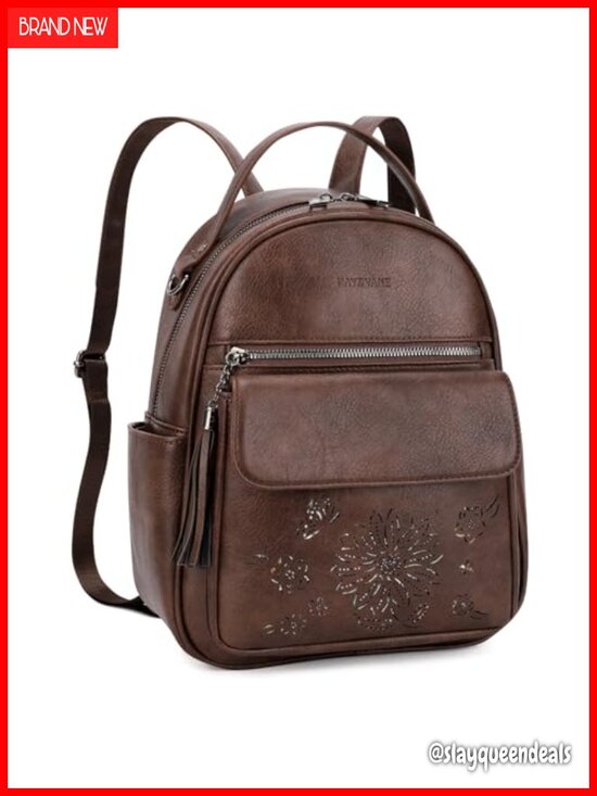 Mini Backpack Purse for Women, Vegan Leather Lightweight Daypack with Multi main image 5